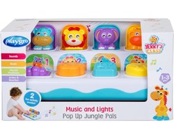 foto van Playgro Muzikale Pop Up Speelgoed - Interactief babyspeelgoed - Muziek en licht - Boederij geluiden - 2 speelopties - Speelgoed Baby - Speelgoed 1 jaar - Baby speelgoed