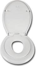 Furnibella - WC bril PP toilethoes met met geïntegreerd kinderzitje,Toiletbril WC deksel hoes met Quick release systeem en softclose,Wit