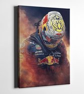 Luxe Max Verstappen On Fire Red Bull Canvas Schilderij - Inclusief Ophangsysteem - Formaat 70x50