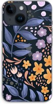 Case Company® - Hoesje geschikt voor iPhone 14 hoesje - Flowers with blue leaves - Soft Cover Telefoonhoesje - Bescherming aan alle Kanten en Schermrand