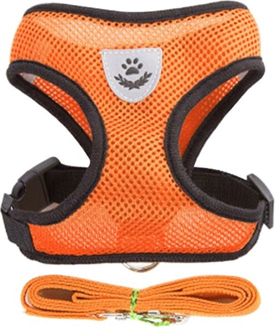 Pawaboo Set hondentuig voor puppy's en klein honden, verstekbaar X-frame, trekt niet, hondenvest, zacht ademend wandelpuinhoed