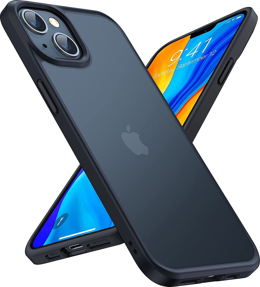 Hoesje Geschikt voor iPhone 14 Plus – doorzichtig Mat backcover – Soft Bumper - Zwart