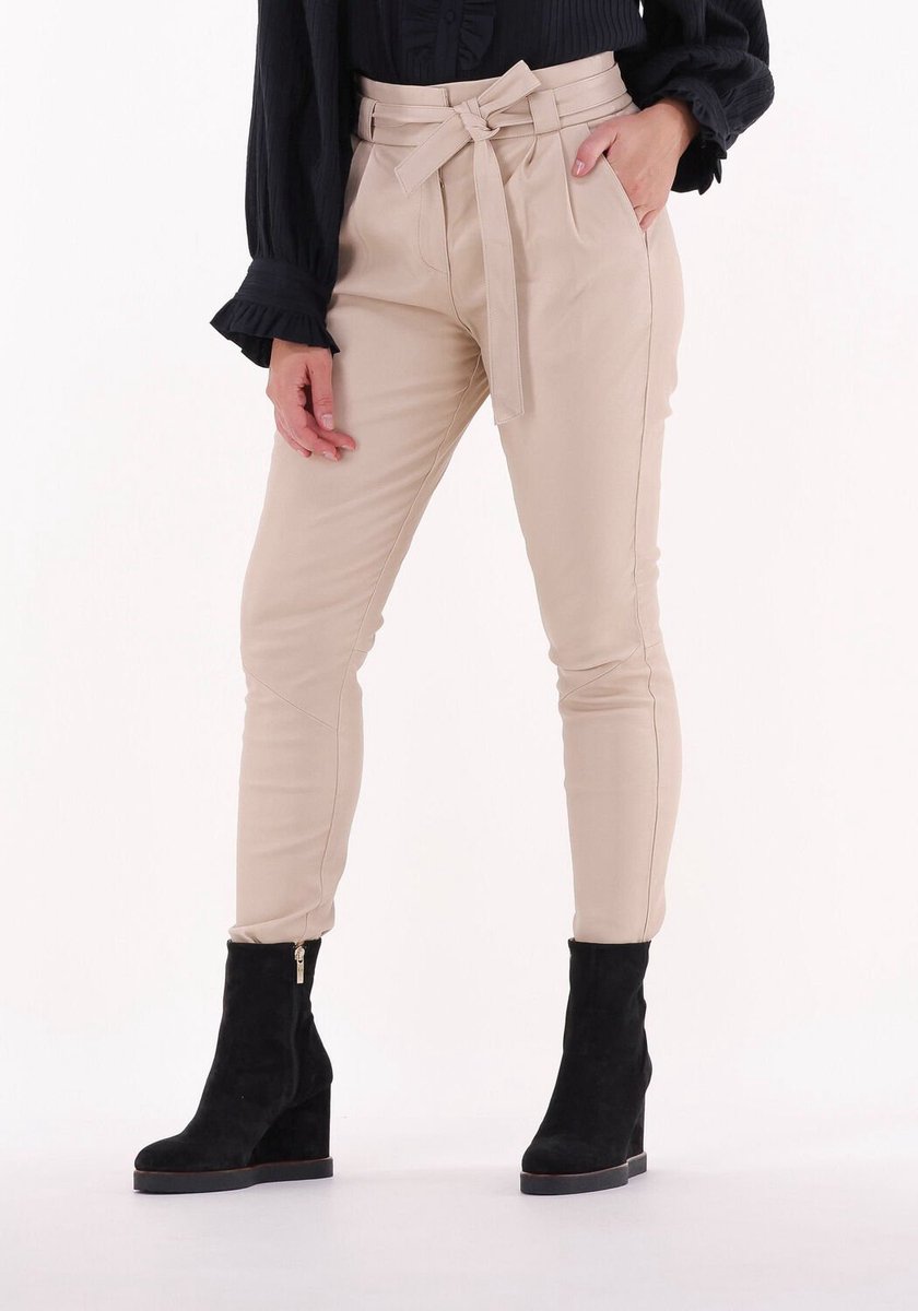 Ibana Paula Stretch Leather Broeken & Jumpsuits - Beige