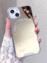 Oneiro’s Luxe Telefoonhoesje Letter Graphic Mirror Phone Case – iphone 13 – iphone 13 pro - telefoonhoesjes – telefoon – accessoires - telefoonaccessoires