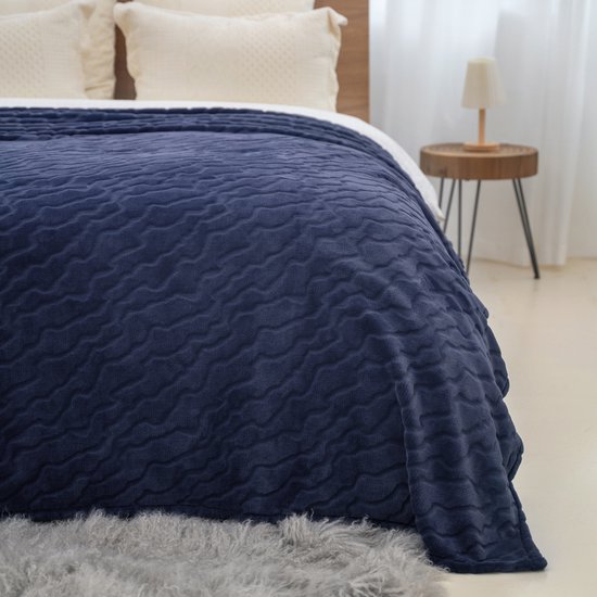 Cozy Bliss Luxury Milky Pluche Plaid - Marine blauw - 130x150 cm