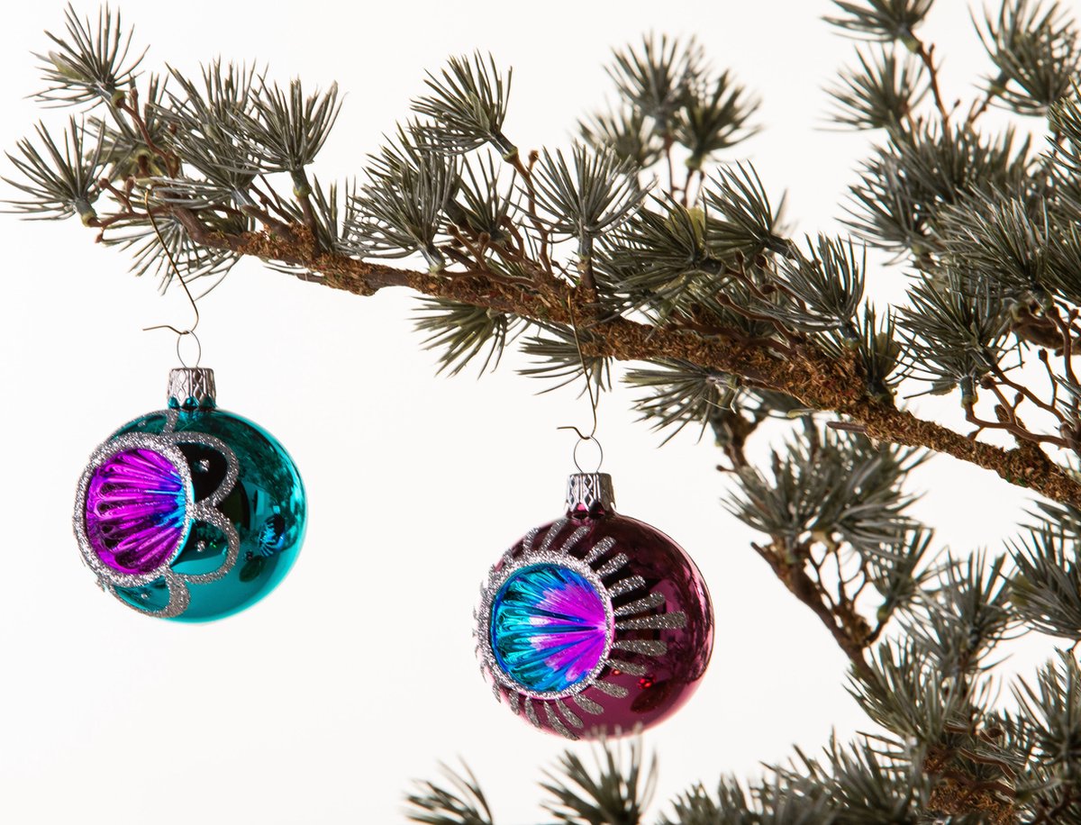 Kerstversiering 8 retro kerstballen + 1 piek kerstballen glas gekleurde kerstballen