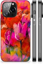 Silicone Case iPhone 14 Pro Max Smartphone Hoesje met Zwarte rand Tulips