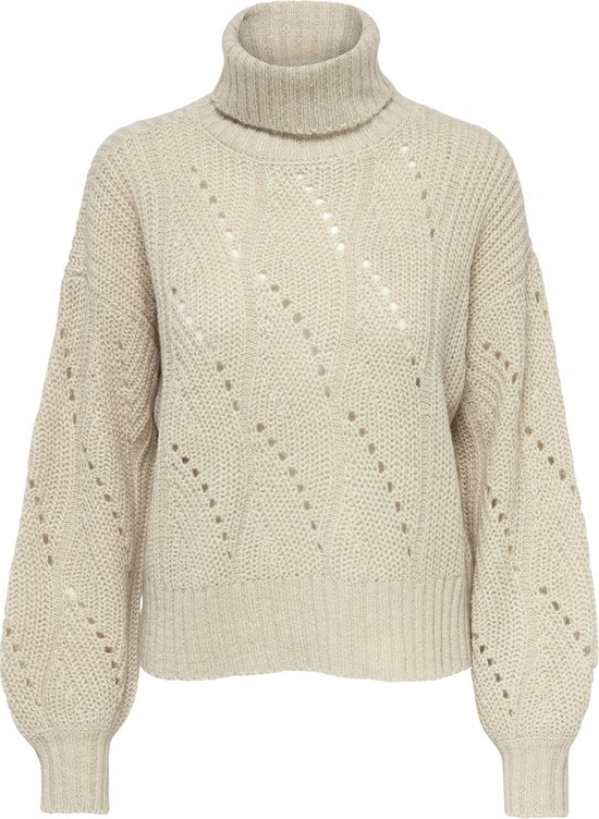 Object OBJMINNA L/S Rollneck Knit Pullover NOOS, Zandshell/strepen: zwart, M Object OBJMINNA L/S Rollneck Knit Pullover NOOS, Zandshell/strepen: zwart, M