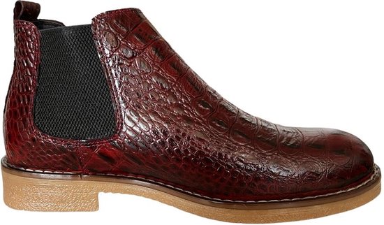 Leren schoenen- Heren Laarzen- Chelsea boots- Heren schoenen- Exclusief Stoere Mannen laarzen- Enkellaarsje 508- Leather- Bordeaux- Maat 42