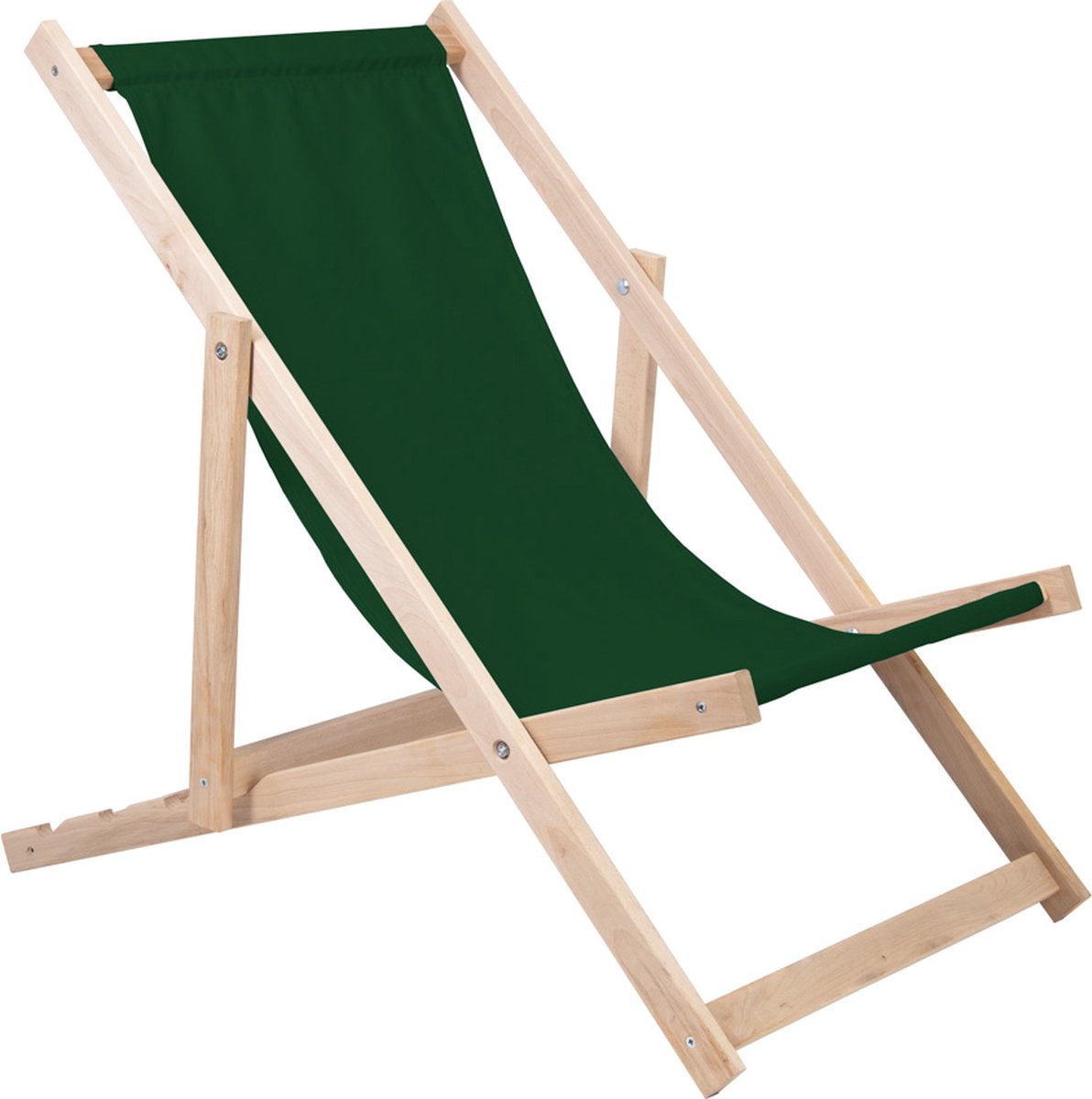Holtaz Strandstoel Hout Inklapbaar Comfortabele Zonnebed Ligbed met verstelbare Lighoogte - groen