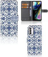 Telefoon Hoesje Motorola Moto G52 | Moto G82 Book Case Flower Blue