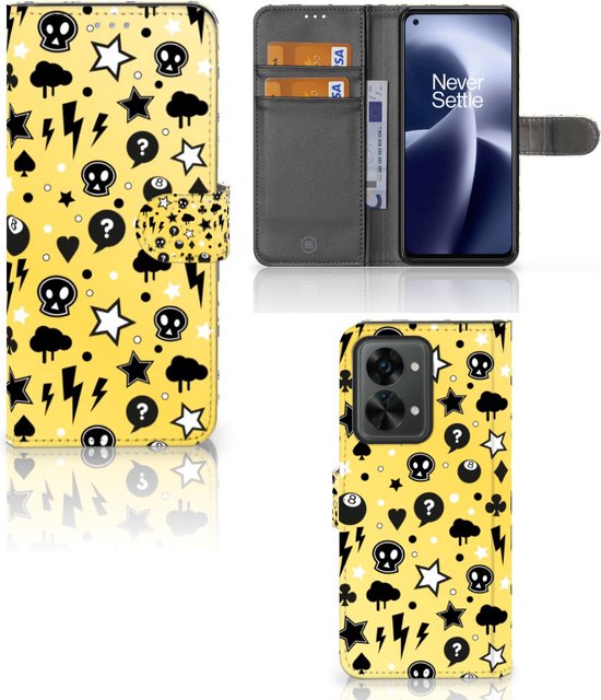 Téléphone Portable Couverture Standing pour OnePlus Nord 2T Coque Punk Jaune