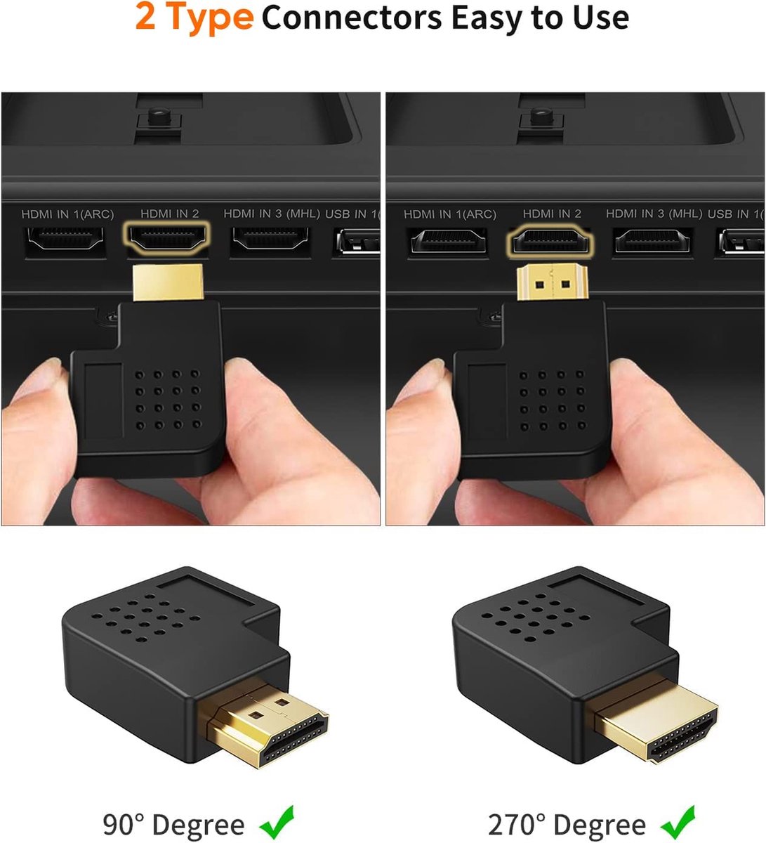 HDMI kabel met haakse connector kopen? | - Voor 23.59u, morgen in huis