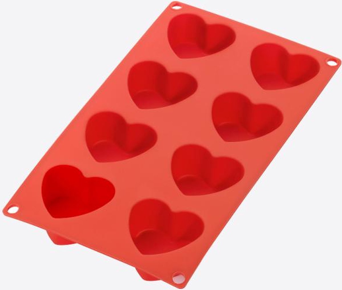 Lékué bakvorm uit silicone voor 8 hartjes rood 5.1x6.3x3.5cm