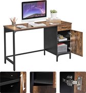 Computertafel met archiefkast, bureau met laden, voor kantoor, thuiskantoor, industriële stijl, vintage bruin-zwart LWD052B01YC