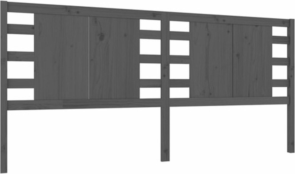 vidaXL Hoofdbord - 166x4x100 - cm - massief - grenenhout - grijs