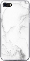Geschikt voor iPhone SE 2022 hoesje - Marmer print - Wit - Lijn - Siliconen Telefoonhoesje