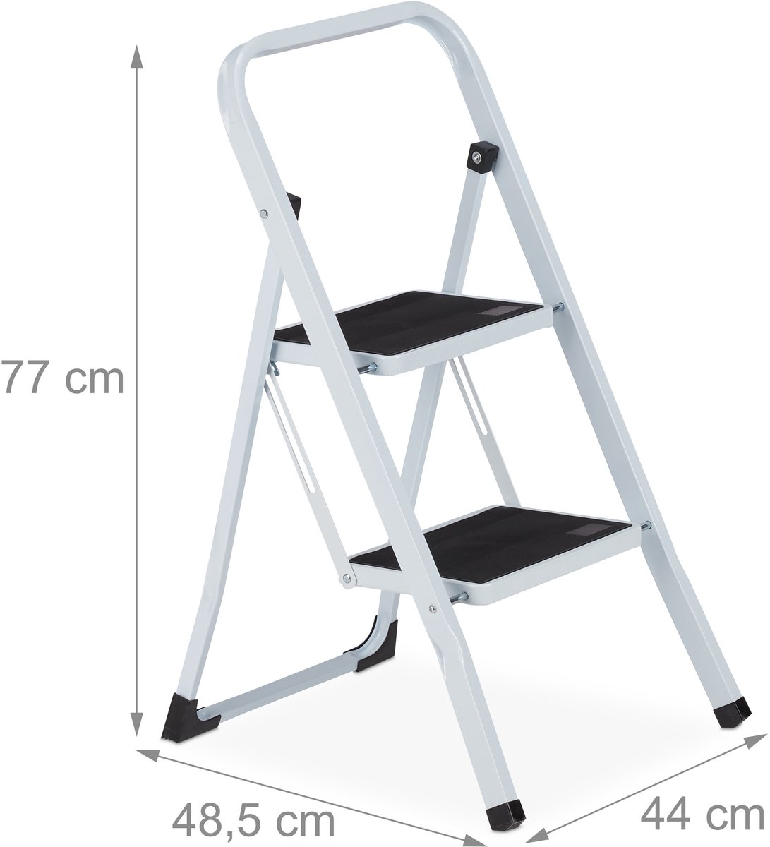 Relaxdays huishoudtrap - keukentrap - inklapbaar - ladder - metaal - trapladder - 2 tredes – foto 6