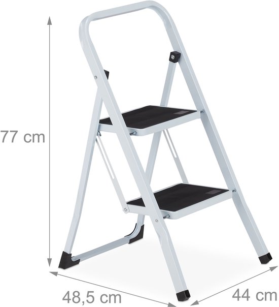 Relaxdays huishoudtrap - keukentrap - inklapbaar - ladder - metaal - trapladder - 2 tredes — afbeelding 4