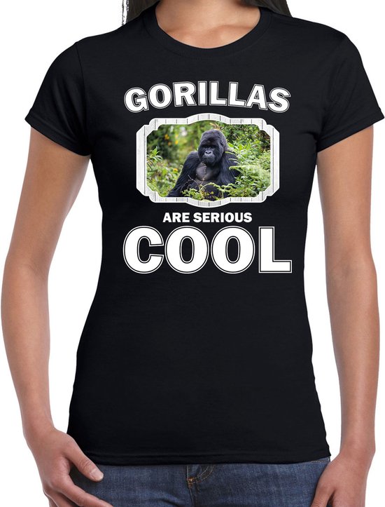 Dieren gorilla apen t-shirt zwart dames - gorillas are serious cool shirt - cadeau t-shirt gorilla/ gorilla apen liefhebber XL