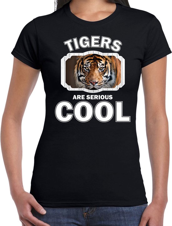 Dieren tijgers t-shirt zwart dames - tigers are serious cool shirt - cadeau t-shirt tijger/ tijgers liefhebber XXL