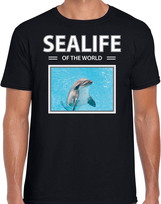 Dieren foto t-shirt Dolfijn - zwart - heren - sealife of the world - cadeau  shirt... | bol.com