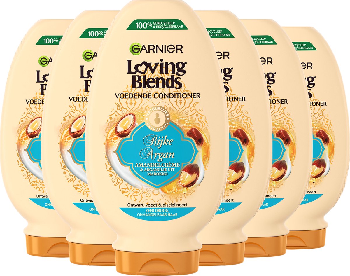Garnier Loving Blends Rijke Argan Voedende Conditioner Voordeelverpakking - Zeer Droog, Onhandelbaar Haar - 6 x 250ml