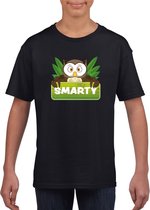 Smarty de uil t-shirt zwart voor kinderen - unisex - uilen shirt - kinderkleding / kleding 110/116