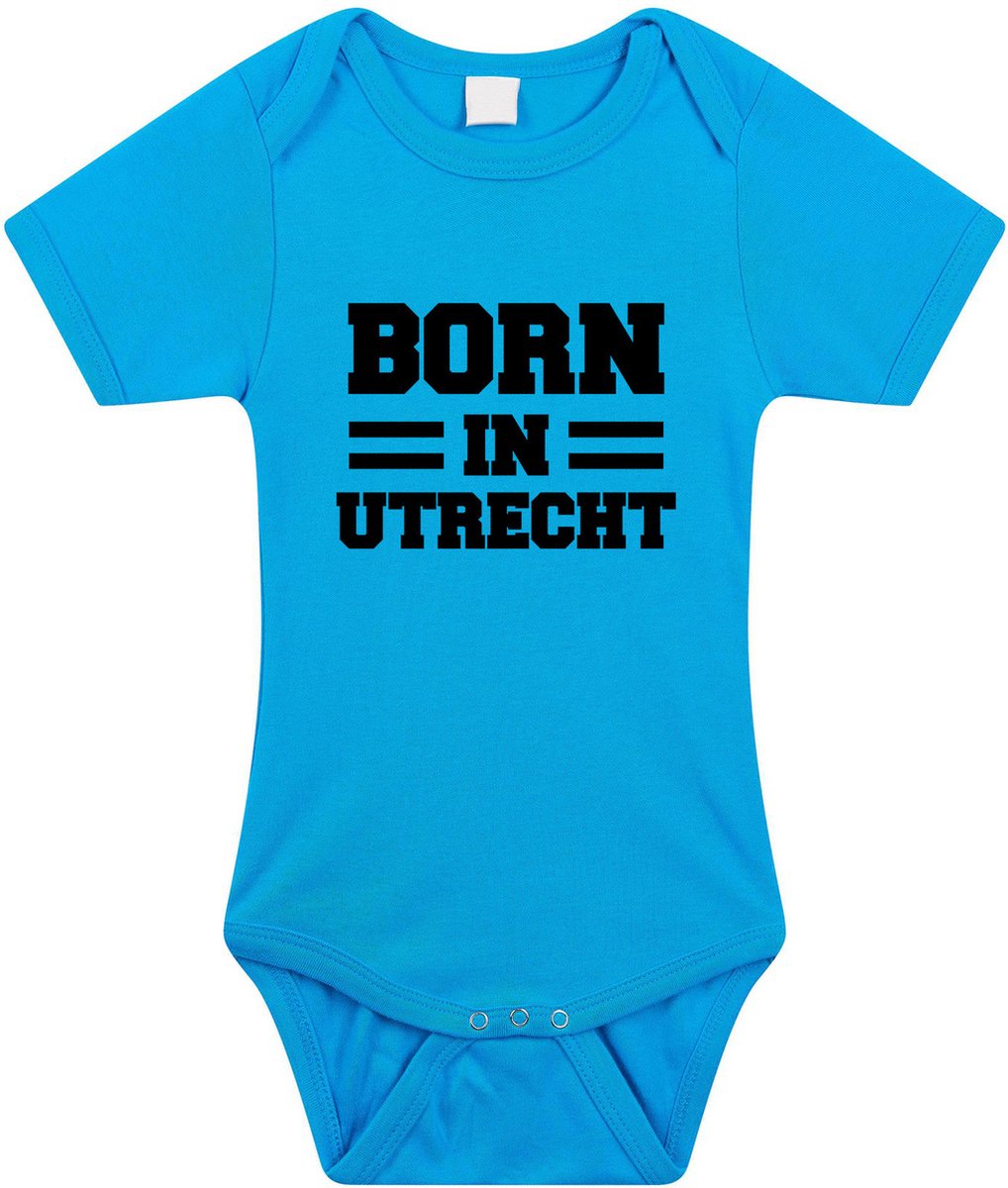 Born in Utrecht tekst baby rompertje blauw jongens - Kraamcadeau - Utrecht geboren cadeau 56