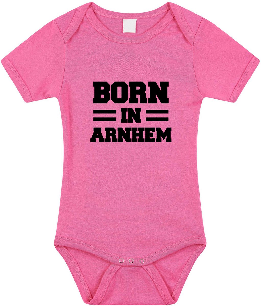 Born in Arnhem tekst baby rompertje roze meisjes - Kraamcadeau - Arnhem geboren cadeau 68