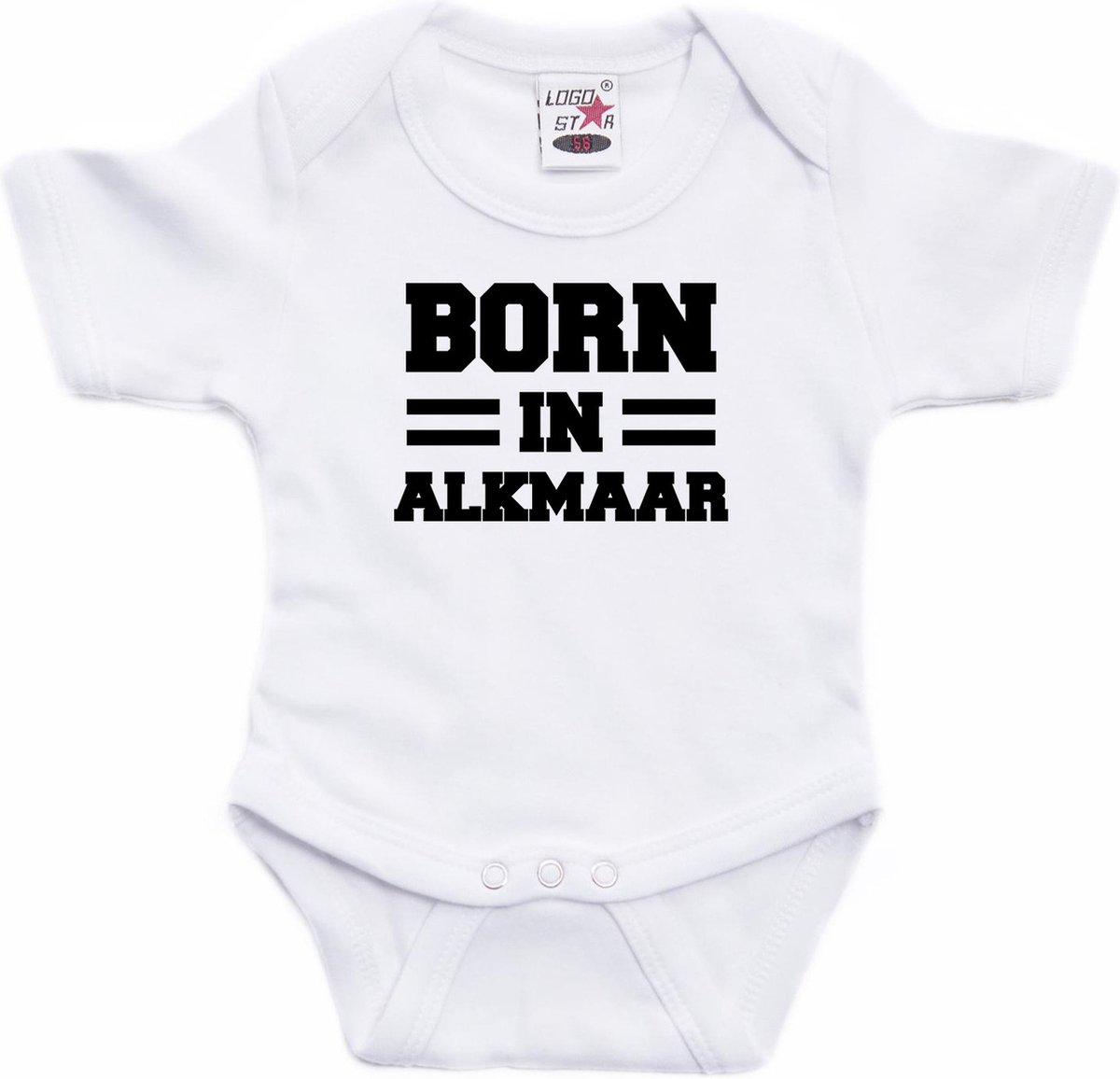 Born in Alkmaar tekst baby rompertje wit jongens en meisjes - Kraamcadeau - Alkmaar geboren cadeau 92