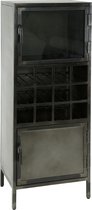 Vault - Barkast - 2 deuren - glas - staal - 12 wijnvakken - gun metaal