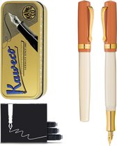 Kaweco - Stylo plume - Kaweco STUDENT Fountain Pen 70's Soul - Oranje Ivoire - Avec boîte de recharges supplémentaire - - Extra large