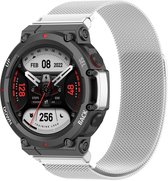 Milanees Smartwatch bandje - Geschikt voor Amazfit T-Rex 2 Milanese band - zilver - Strap-it Horlogeband / Polsband / Armband