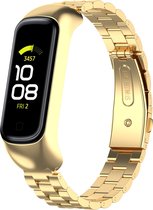 Stalen Smartwatch bandje - Geschikt voor Samsung Galaxy Fit 2 stalen bandje - goud - Strap-it Horlogeband / Polsband / Armband