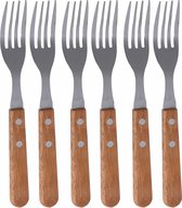 12x BBQ vorken set RVS zilver 22 cm - Tafelbestek voor ontbijt lunch en diner