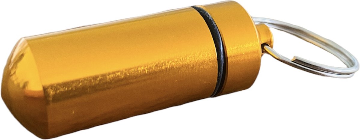 Bijoux by Ive - Waterdichte Sleutelhanger - Pillenkoker - Multifunctioneel - Goudkleurig - Aluminium