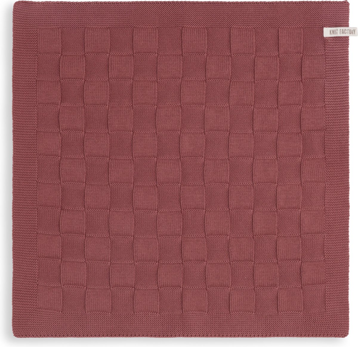 Knit Factory Gebreide Keukendoek - Keukenhanddoek Uni - Handdoek - Vaatdoek - Keuken doek - Stone Red - Rood - 50x50 cm