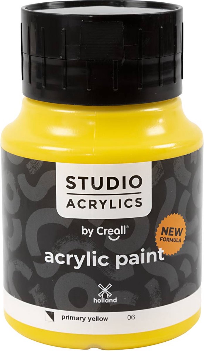 Acrylverf - Geel Primary Yellow (#06) - Semi Dekkend - Creall Studio - 500ml - 1 fles