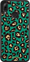 Casimoda® telefoonhoesje - Geschikt voor Huawei P Smart (2019) - Luipaard Groen - Zwart TPU hoesje - Backcover - Groen - Luipaardprint