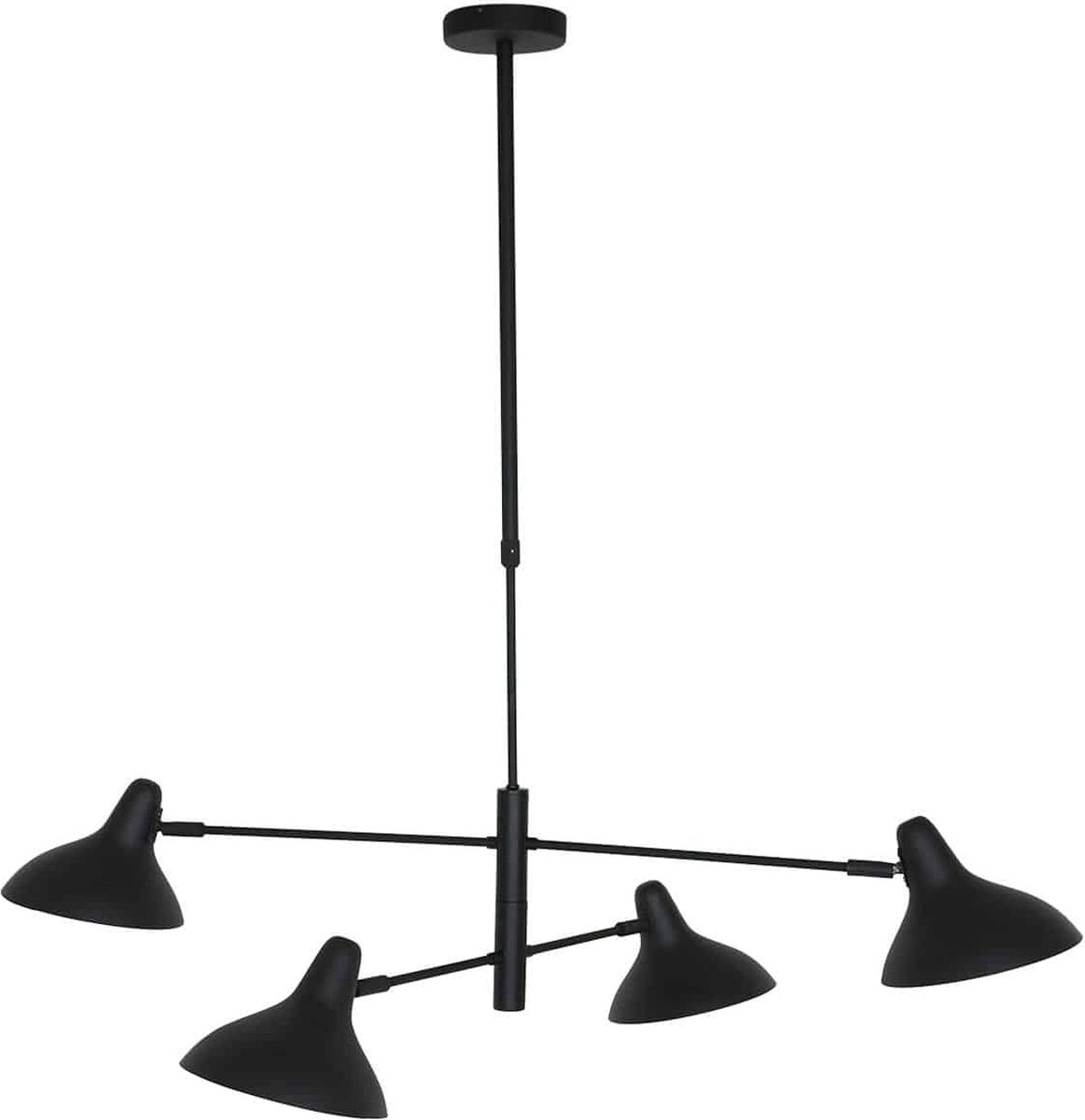 Hanglamp Anne Kasket | 4 lichts | zwart | metaal | in hoogte verstelbaar tot 100 cm | 100 cm breed | eetkamer / eettafel lamp | modern / sfeervol design