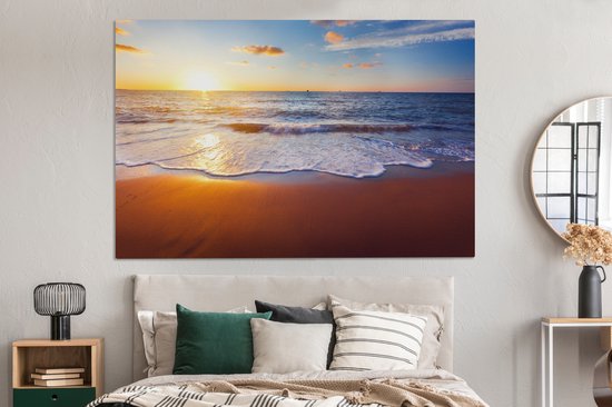 OneMillionCanvasses - Toile - Peinture - Plage - Mer - Soleil - Horizon - Peintures sur toile - Photo sur toile - 150x100 cm - Salon