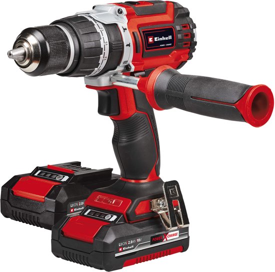 Einhell Accu Klopboor-/ Schroefmachine TP-CD 18/60 Li-i BL +39 Kit - Power X-Change - 18 V/Li-ion - 60 Nm - Koolborstelloze motor - Incl. 39-delige bit-/borenset, E-Box Basic, 2x 2.0 Ah accu en lader