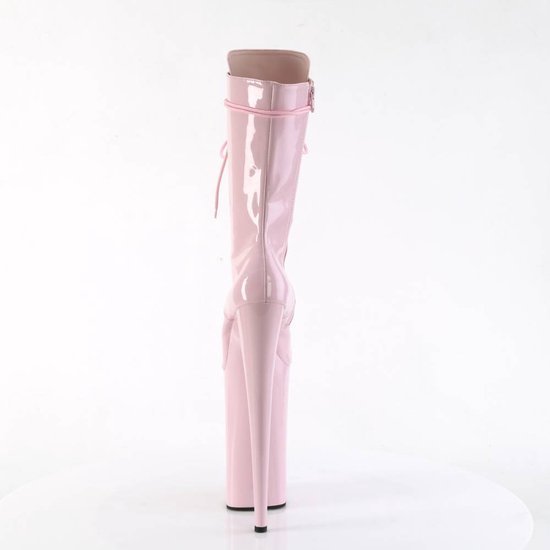 Zwarte Pleaserboots met neon roze onderkant
