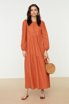 Trendyol Robe trapèze à manches standard et col rond pour femme