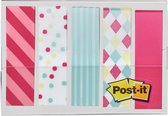 Index Post-it®, ensemble portable, motif bonbon, 12 x 43 mm, 20 onglets / couleur, 5 couleurs / distributeur