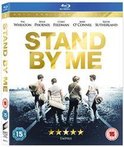 Voorkant van de Blu-ray hoes met de titel 'Stand By Me' en vier jongens die op spoorrails lopen.