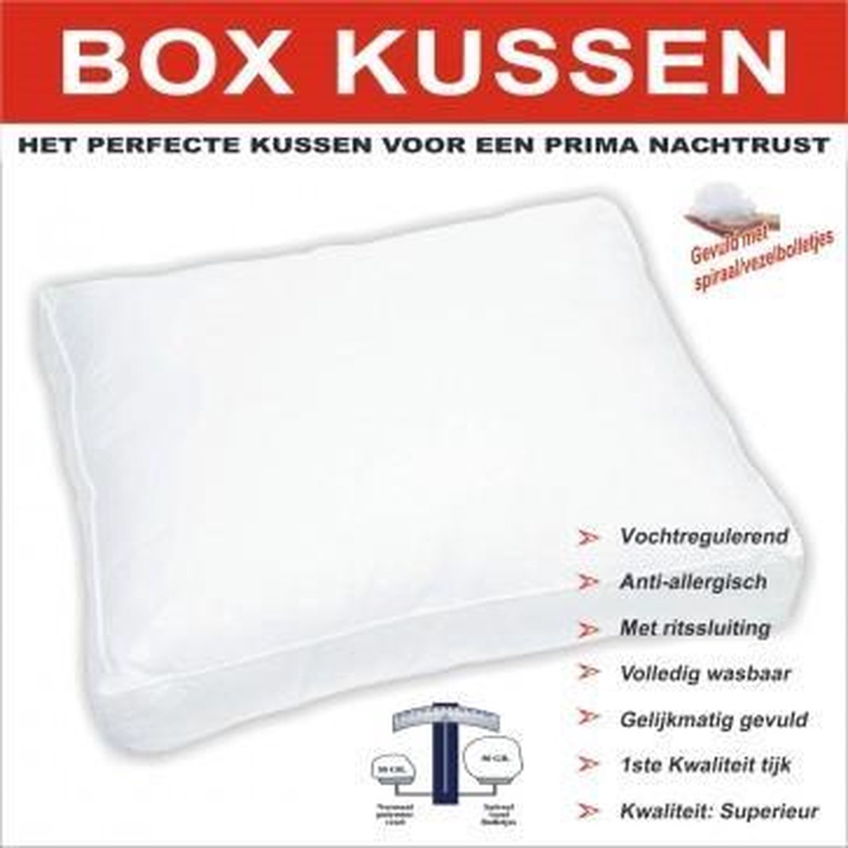 Boxkussen met zuivere spiraalvezelbolletjes