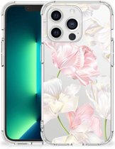 GSM Hoesje iPhone 13 Pro Max Leuk TPU Back Cover met transparante rand Mooie Bloemen