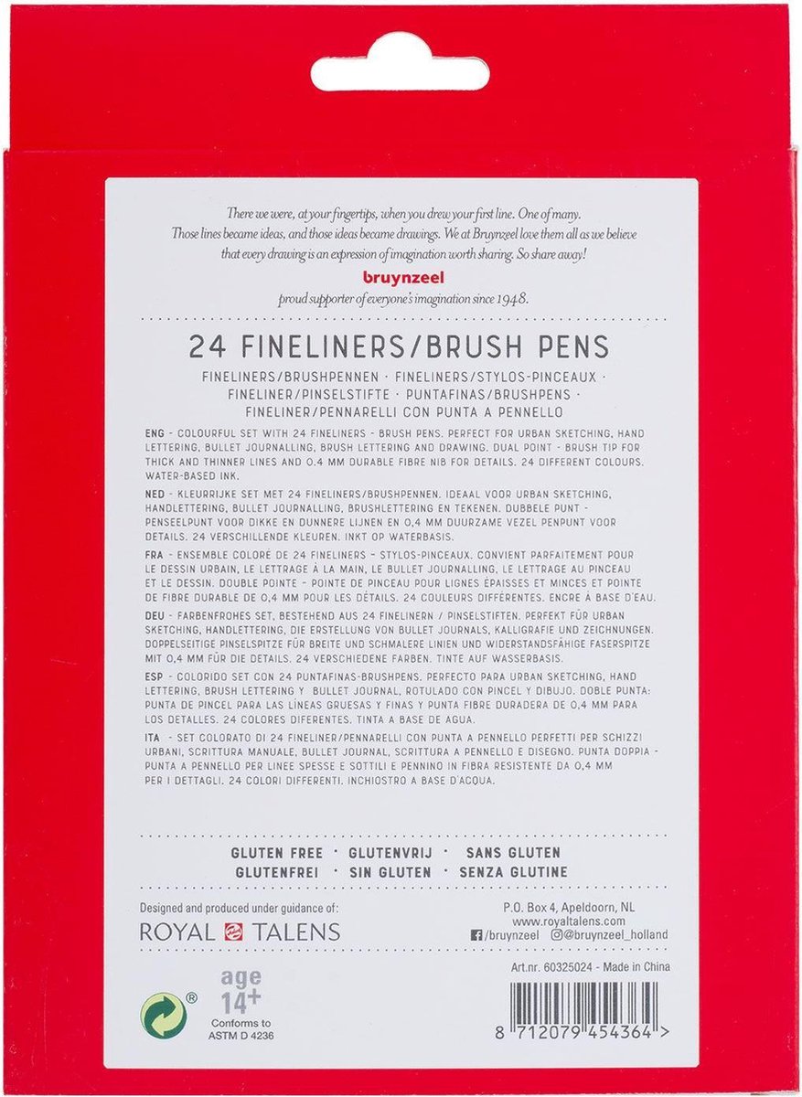 Bruynzeel Fineliner brushpennen set - 24 kleuren voor tekenen. — afbeelding 5